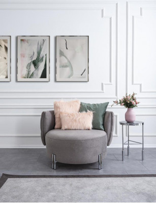 Gray upholstered armchair living room single-seater fabric armchair lounge furniture