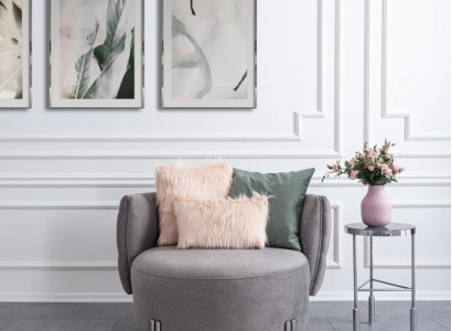 Gray upholstered armchair living room single-seater fabric armchair lounge furniture
