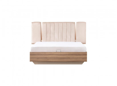 Bed frame bed double bed with storage box beige fabric luxury modern