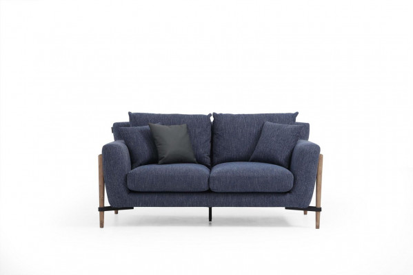 Three-seater sofa, fabric modern sofa design, living room blue.