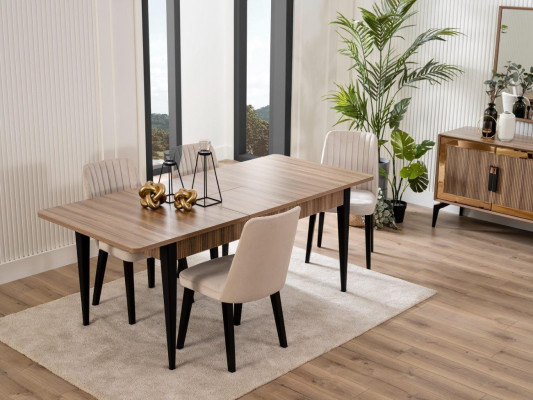 Dining set dining room dining table set 7-piece dining room brown wood