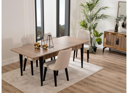 Dining set dining room dining table set 7-piece dining room brown wood