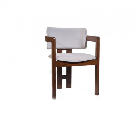 White-Brown Dining Chair Designer Upholstered Chair Modern Armchair
