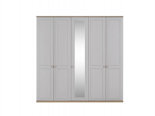 Wardrobe Bedroom Wardrobe Closet Gray Wood Mirror 5 Doors