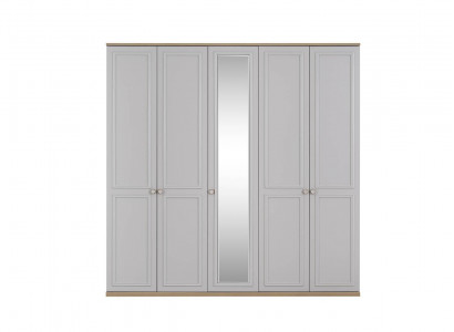 Wardrobe Bedroom Wardrobe Closet Gray Wood Mirror 5 Doors