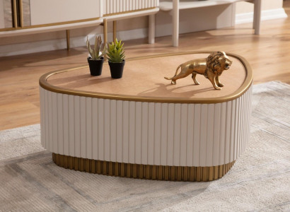 Triangular Coffee Table White-Brown Living Room Coffee Tables Wooden Tables