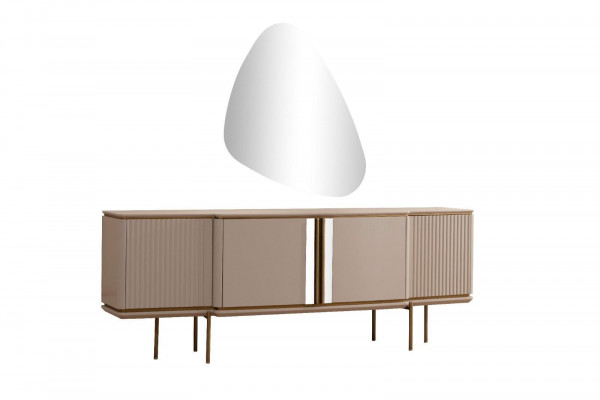 Beige dining room sideboard 2-door luxurious mirror modern wooden furniture