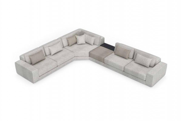 Gray corner sofa L-shaped living landscape couch furniture textile wood sofa couches
