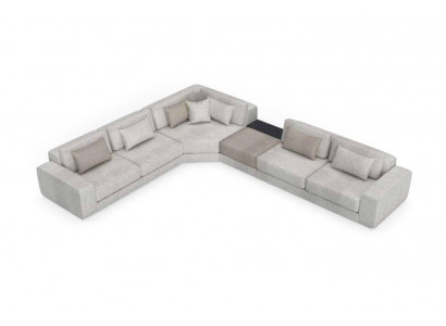 Gray corner sofa L-shaped living landscape couch furniture textile wood sofa couches