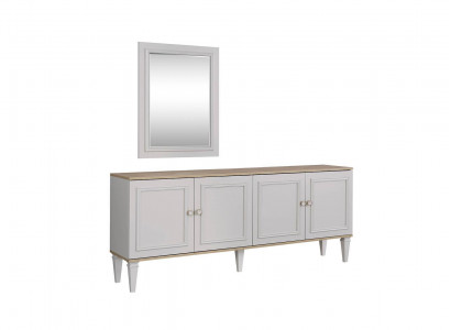 Sideboard set with mirror, sideboard, dressers, dining room, wood, gray