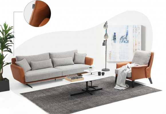 Sofa set 21-seater living room sofa orange fabric armchair two-seater