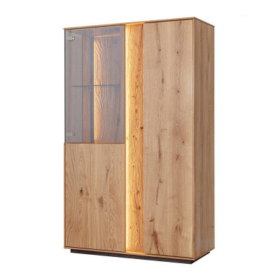 Brown LED showcase luxurious sideboard wood furniture designer glass cabinets