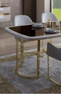 Noble dining room set luxury glass table stainless steel chairs modern 7-piece set