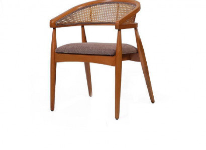 Brown luxury chair with wooden frame, dining room designer chairs, armrest chair
