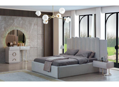 Complete bedroom set bed vanity table wood nightstands 4-piece set