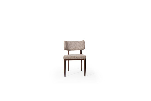 Designer beige fabric chair dining room brown wooden legs designer furniture