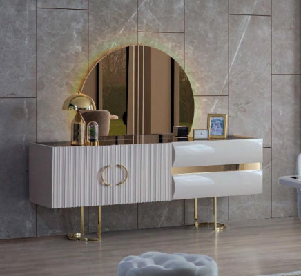 Designer white stainless steel sideboard modern dining room wooden elegant dresser