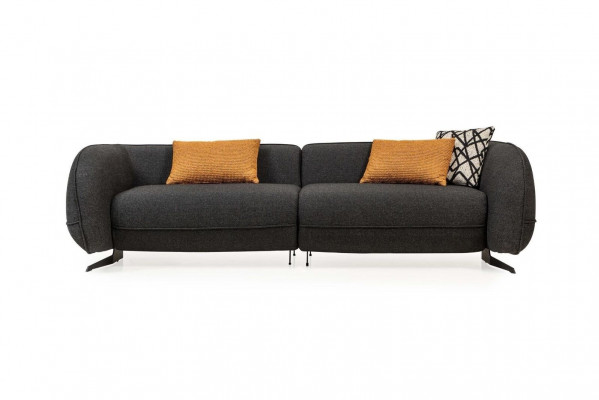 Gray three-seater upholstered sofas designer couch fabric sofa textile couches