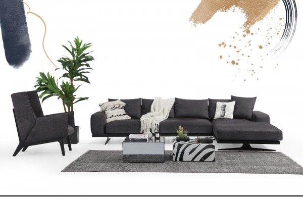 Corner sofa L-shape sofa living room gray modern fabric sofas seat design