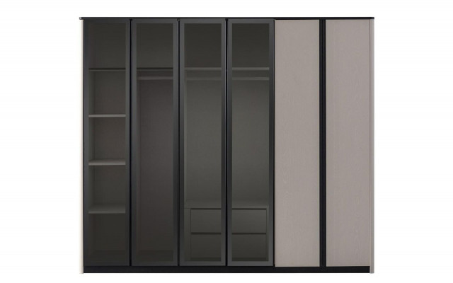 Wooden cabinet, wardrobe, closet, cloakroom cabinet, modern gray