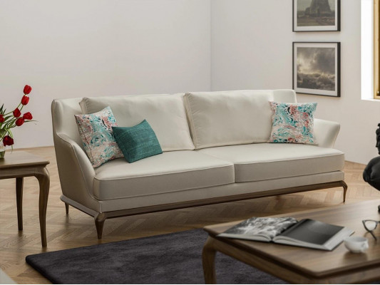 Living room modern three-seater white sofa couch design furniture upholstered furniture