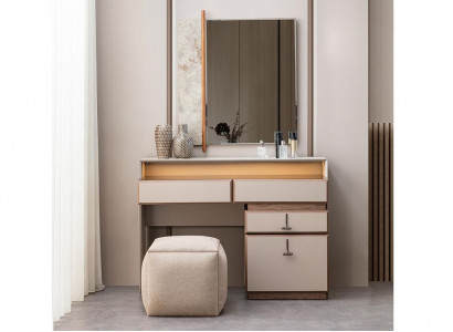 Garniture Makeup Console Dressing Table Mirror Console Table Gray 3-piece Set