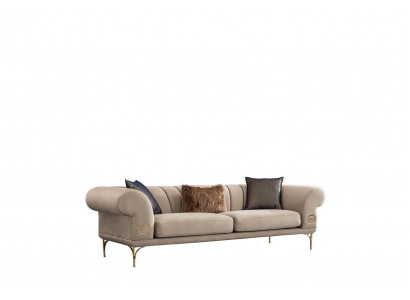 Beige three-seater luxury upholstered sofa living room seating furniture 3-seater new
