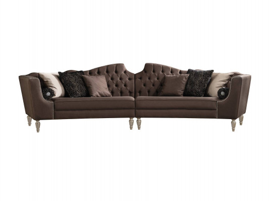 Brown living room five-seater designer Chesterfield luxury upholstered sofa