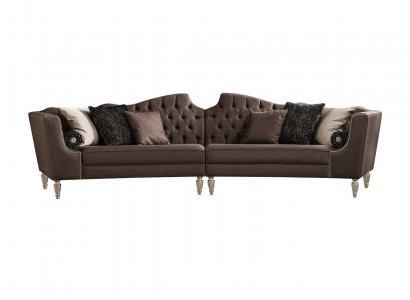 Brown living room five-seater designer Chesterfield luxury upholstered sofa