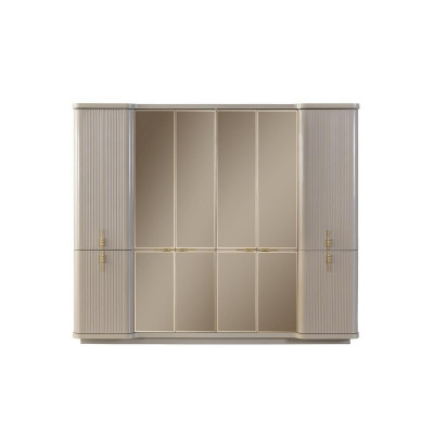 Beige wardrobe clothes cabinet bedroom wooden cabinet furniture