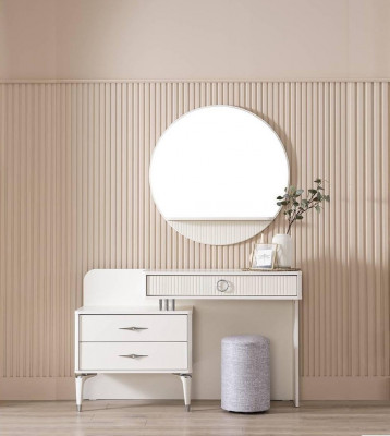 Modern console table dressing table vanity set 3-piece white