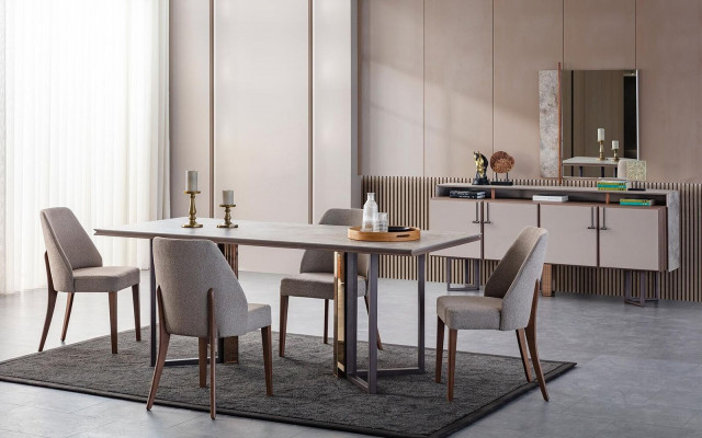 Dining set dining nook dining table chairs wood gray dining room 9-piece sideboard