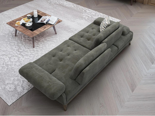 Gray sofa, two-seater upholstered furniture, luxury living room upholstery fabric