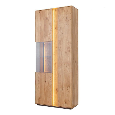 Living room brown wooden display cabinet LED display cabinet wood cabinet glass cabinet new