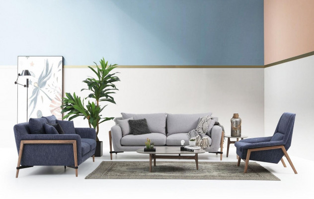 Four-seater Sofa 4-Seater Fabric Sofas Modern Design Living Room Blue