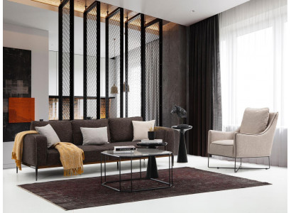 Sofa set 2-seater armchair two-seater gray fabric sofas modern design