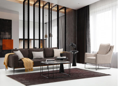 Sofa set 2-seater armchair two-seater gray fabric sofas modern design