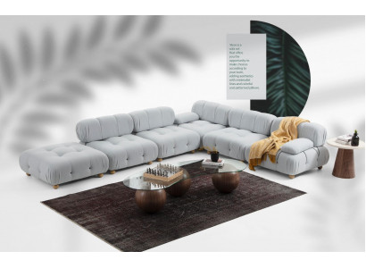 Sectional sofa fabric living room sofas corner gray modern polyester design