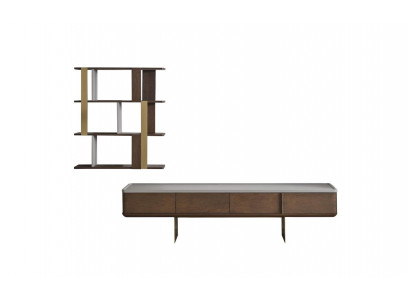 Brown living room set stable TV cabinet designer wood shelves