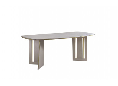 Beige dining table modern wooden furniture semi-oval table designer dining table