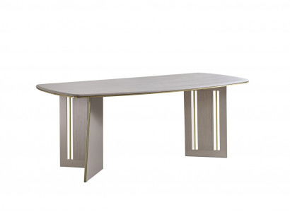 Beige dining table modern wooden furniture semi-oval table designer dining table