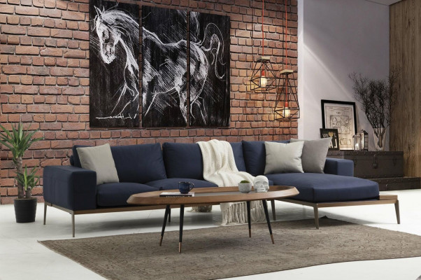 L-shaped sectional sofa living room gray modern fabric sofas seat design