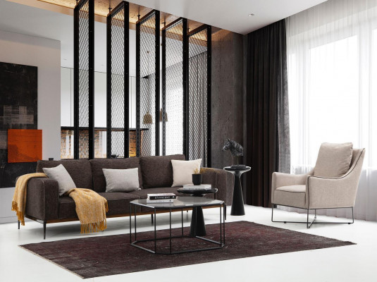 Four-seater sofa 4-seater fabric sofas modern design living room grey