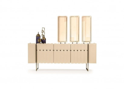Modern Beige Sideboard Luxurious Sideboard Exclusive x3 Mirrors 4-piece