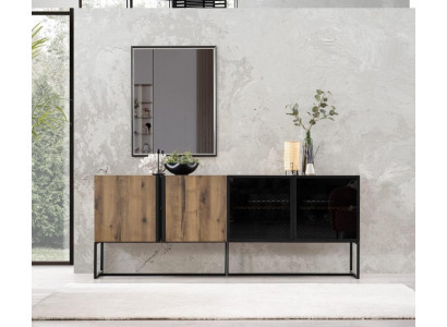 Sideboard with mirror ensemble dresser wood brown dining room