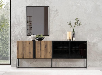 Sideboard with mirror ensemble dresser wood brown dining room