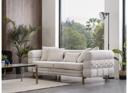 White luxury three-seater sofa designer living room furniture.