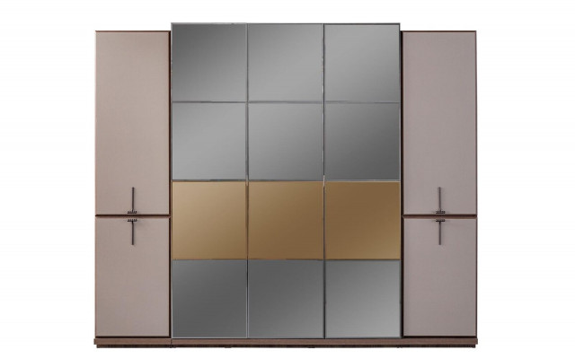 Wardrobe wardrobe design wooden cabinet with mirror gray
