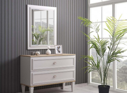 Dresser with mirror bedroom console wood gray set 2-piece modern