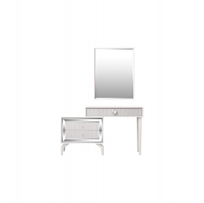 Console table dressing table vanity dresser mirror set 2-piece white